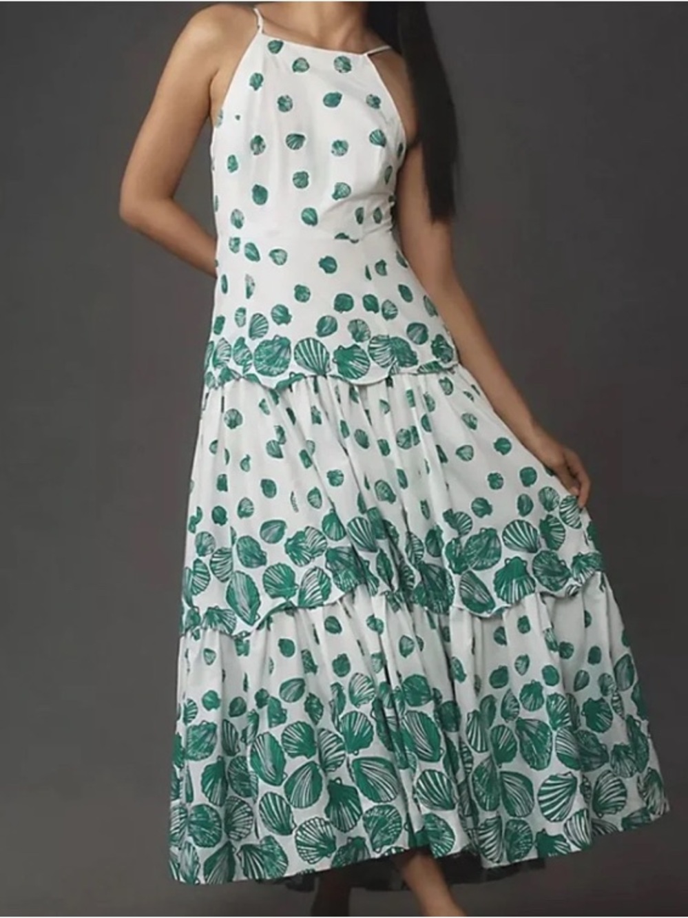 Anthropologie x Maeve Seashell Drop Waist Tiered Dress size XXS